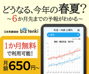 日本気象協会のビジネス向け天気予報アプリ「biz tenki」