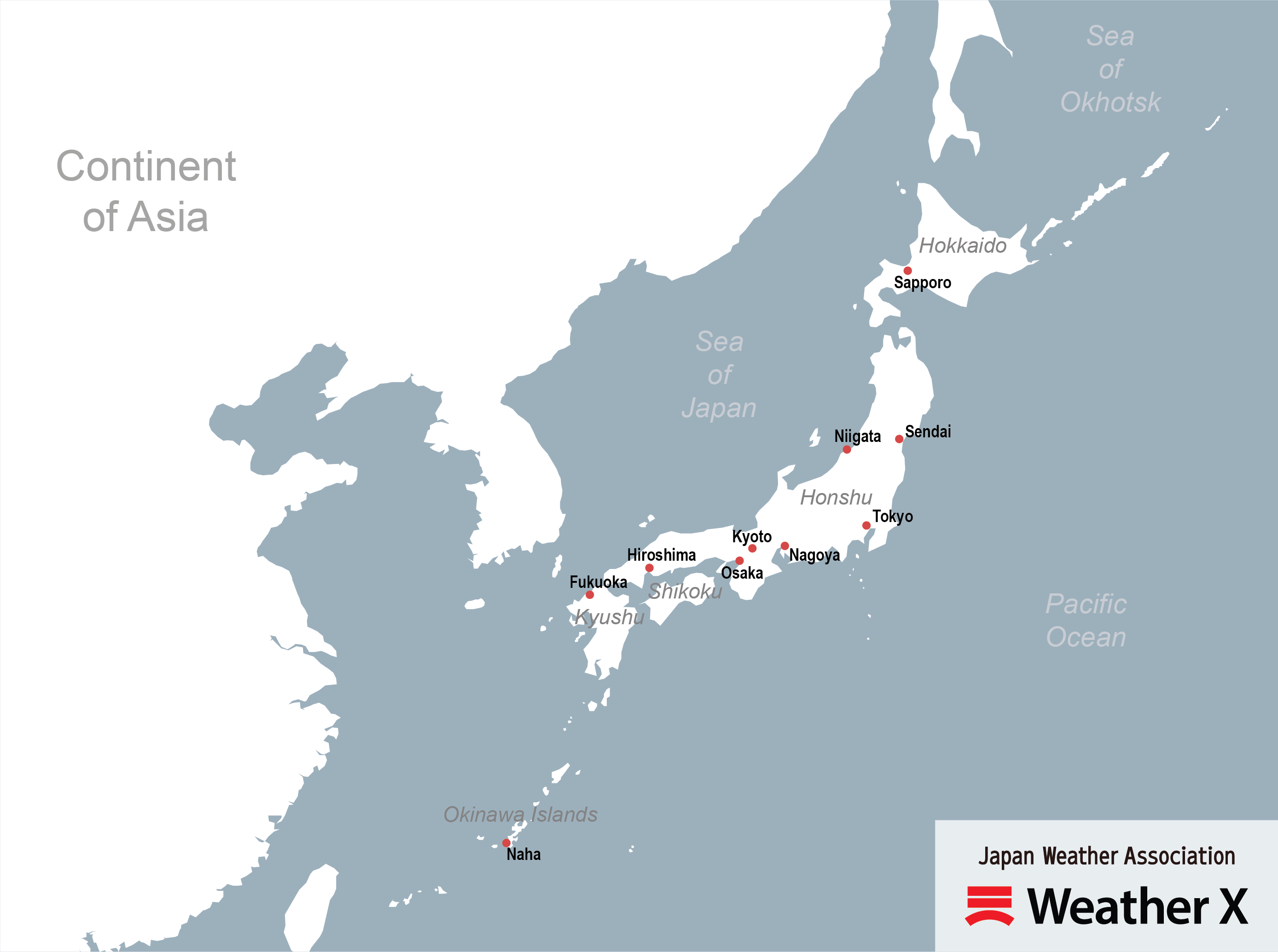 Map of Japan and surrounding areas