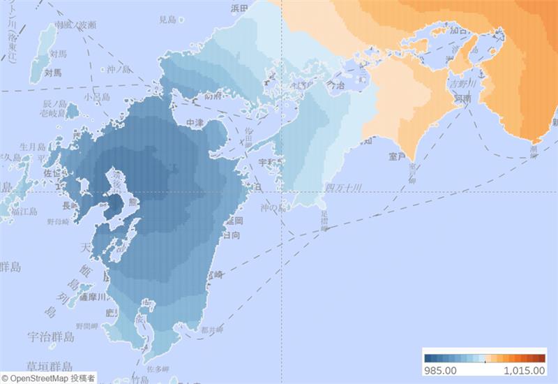 【Weather Data API】気圧APIの実況値を使用したイメージ